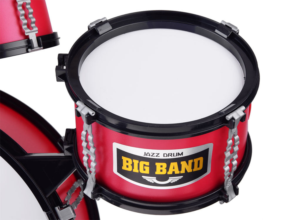 Vaikiškas būgnų rinkinys su kėde, raudonas