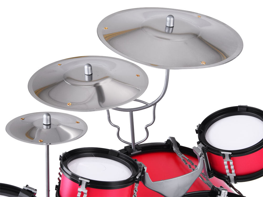 Vaikiškas būgnų rinkinys su kėde, raudonas