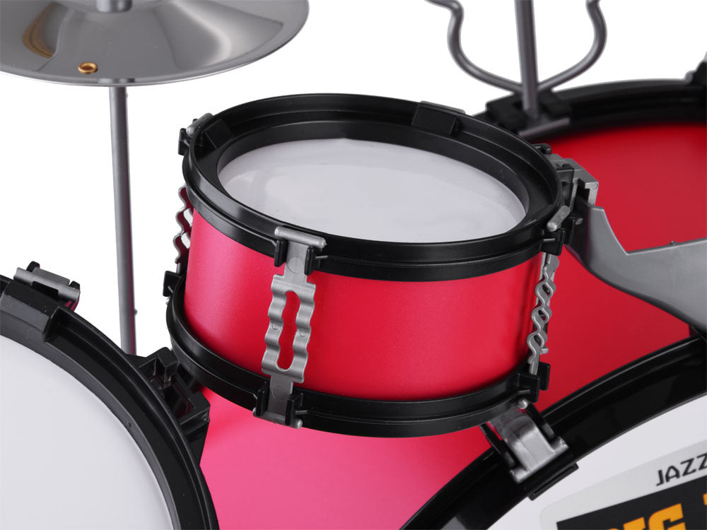 Vaikiškas būgnų rinkinys su kėde, raudonas