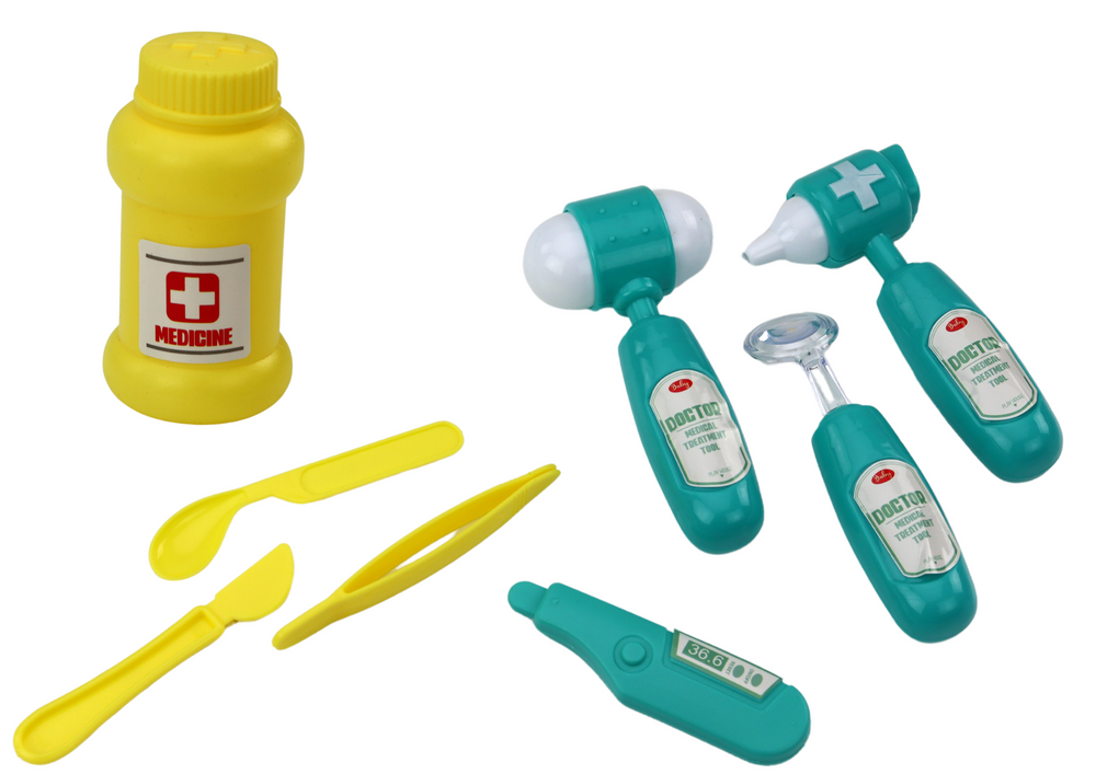 Žaislinis gydytojo rinkinys lagamine, žalsvas