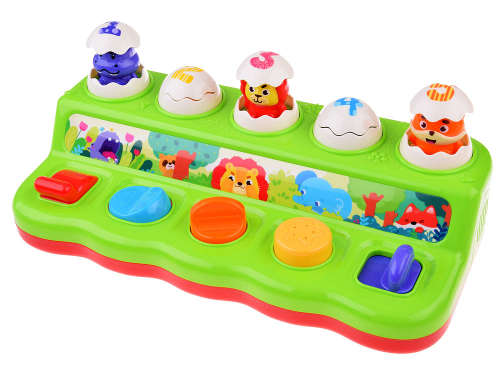 Interaktyvus žaislas "Pop-up" su šviesos ir garso efektais, gyvūnai