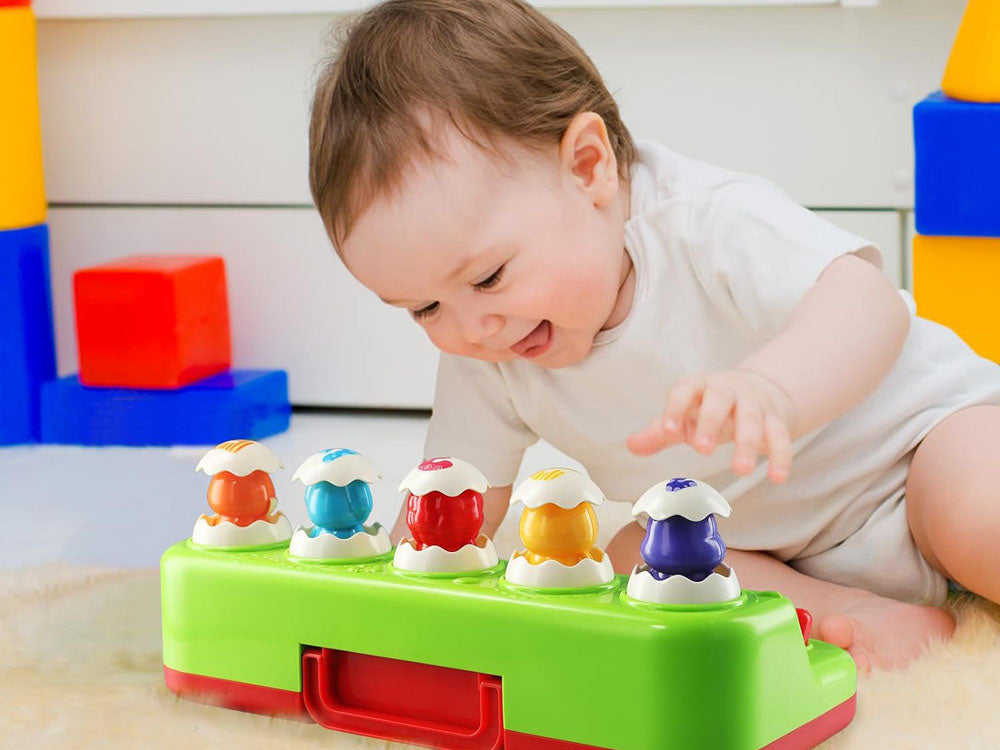 Interaktyvus žaislas "Pop-up" su šviesos ir garso efektais, gyvūnai