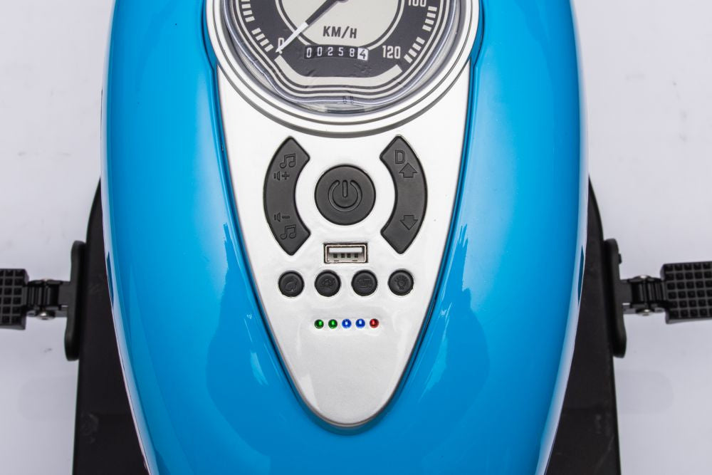 Vienvietis elektrinis triratis motociklas vaikams LL6688 24V, mėlynas