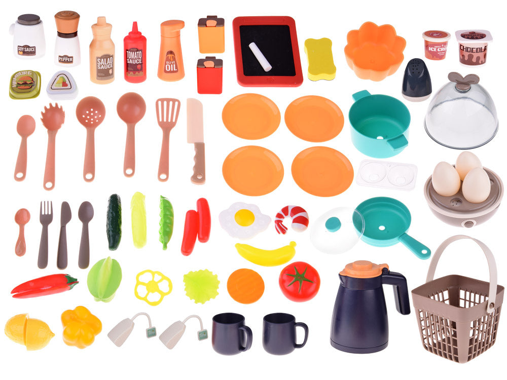 Vaikiška virtuvėlė su priedais 63 vnt., raudona