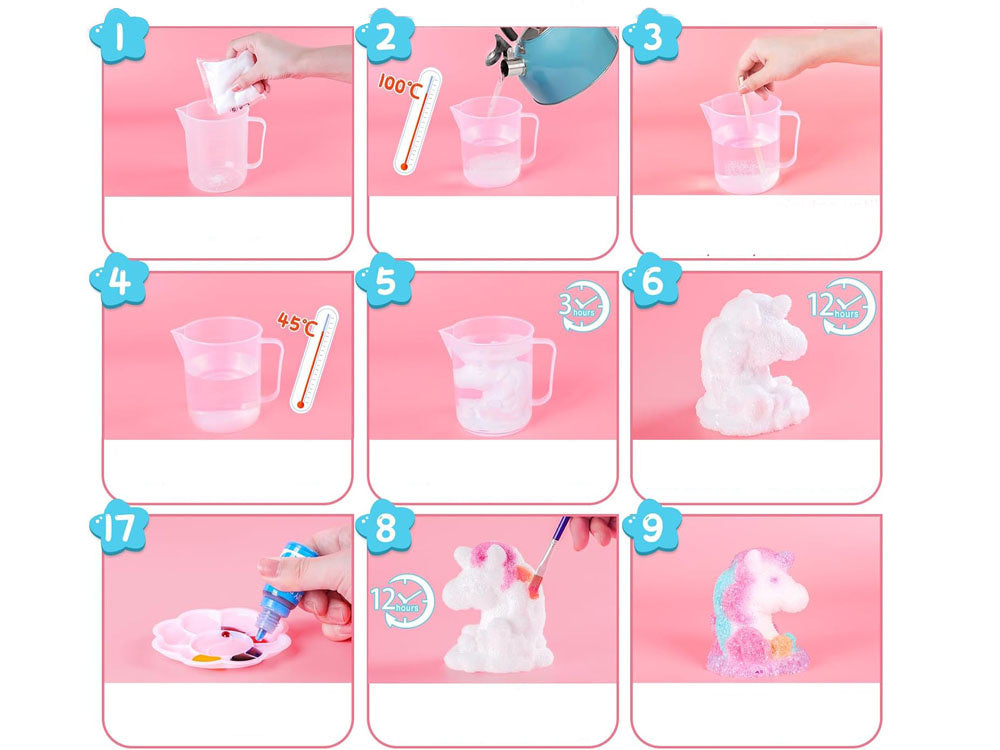 Kristalų auginimo rinkinys su dažais, vienaragis