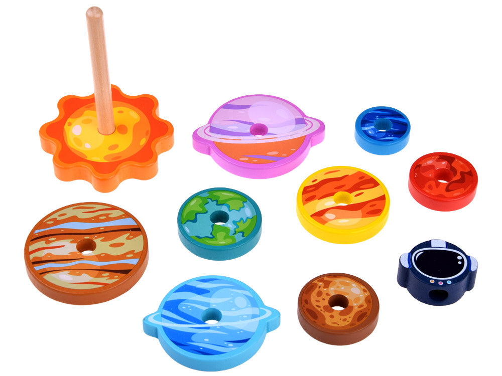 Medinė piramidės formos dėlionė 10 el