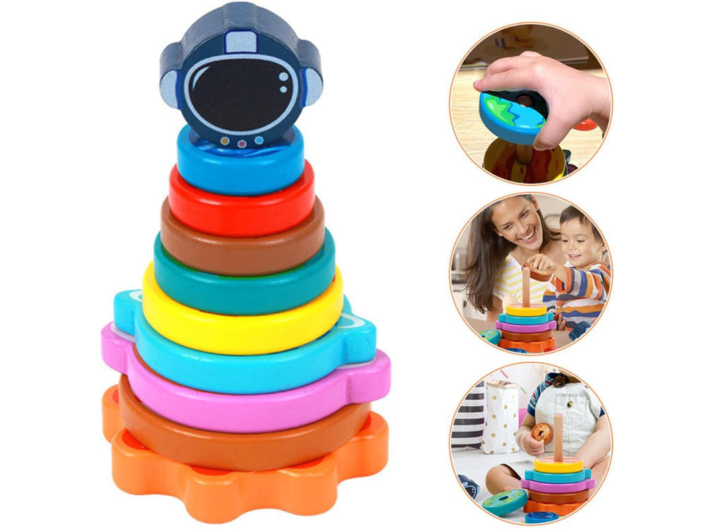 Medinė piramidės formos dėlionė 10 el