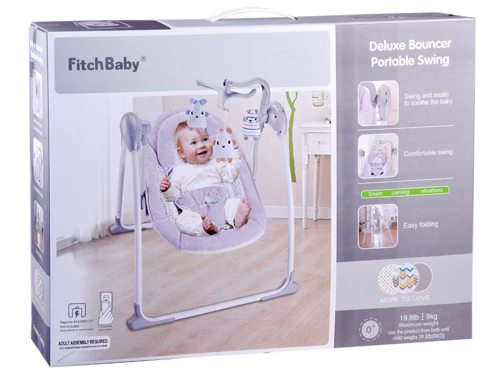 Vaikiškos sūpynės su lopšinėmis 4in1, rožinės