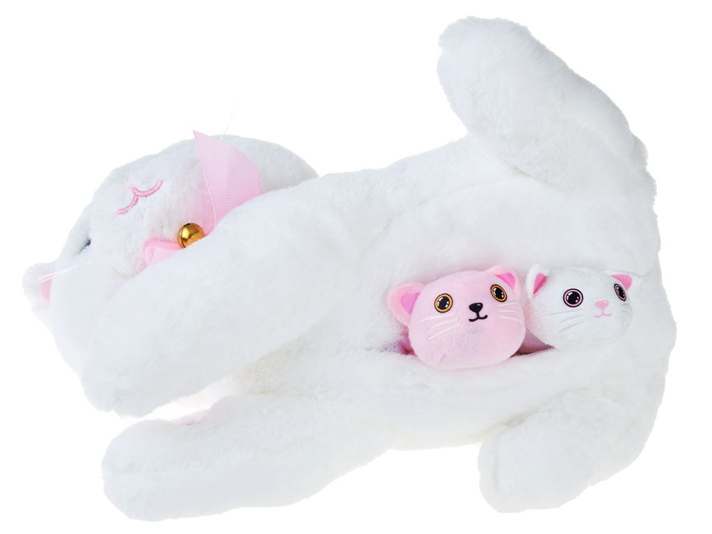 Interaktyvus katės ir kačiukų rinkinys su garso efektais, baltas