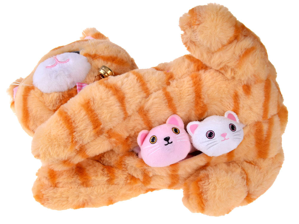 Interaktyvus katės ir kačiukų rinkinys su garso efektais, oranžinis