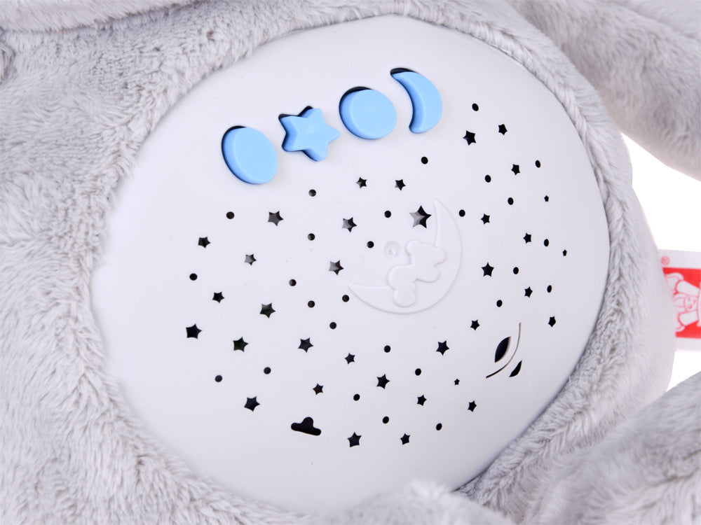 Interaktyvus pliušinis žaislas su šviesos ir garso efektais, pilkas