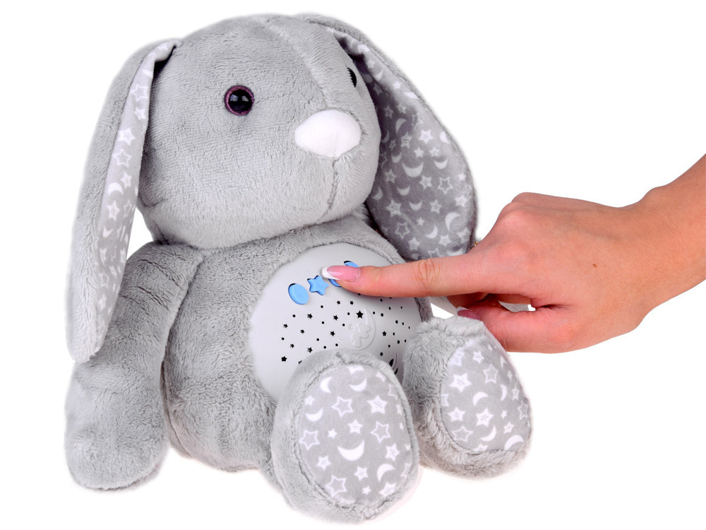 Interaktyvus pliušinis žaislas su šviesos ir garso efektais, pilkas