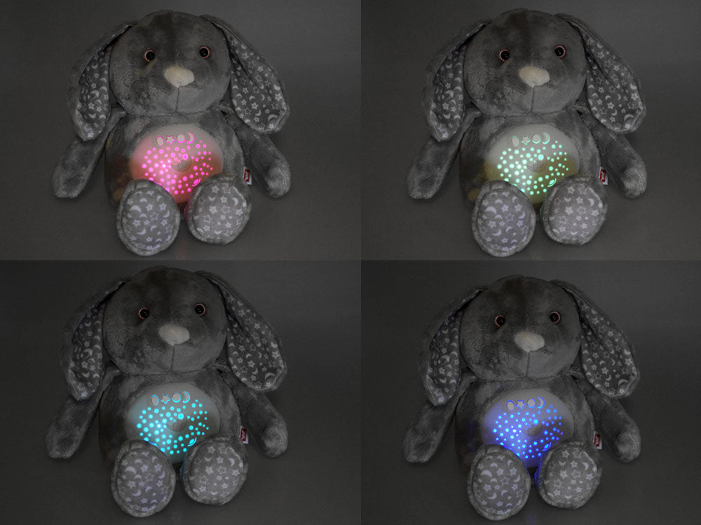 Interaktyvus pliušinis žaislas su šviesos ir garso efektais, pilkas