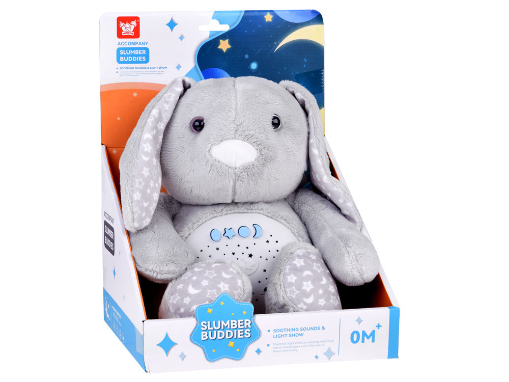 Interaktyvus pliušinis žaislas su šviesos ir garso efektais, pilkas