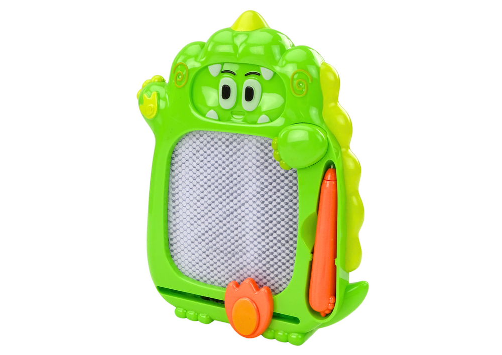 Kišeninis žaidimas ir piešimo lenta 2in1 „Dinozauras“, žalias