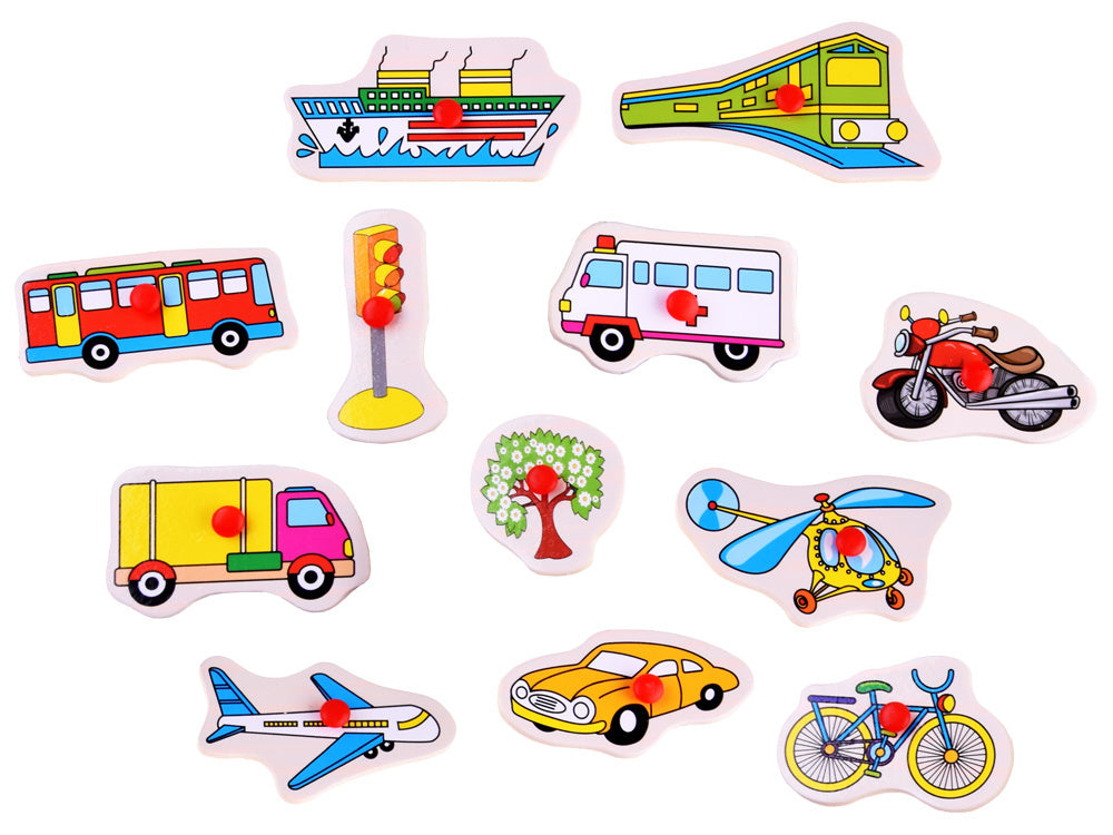 Medinė dėlionė 12 el, transporto priemonės