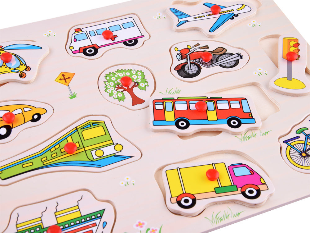 Medinė dėlionė 12 el, transporto priemonės