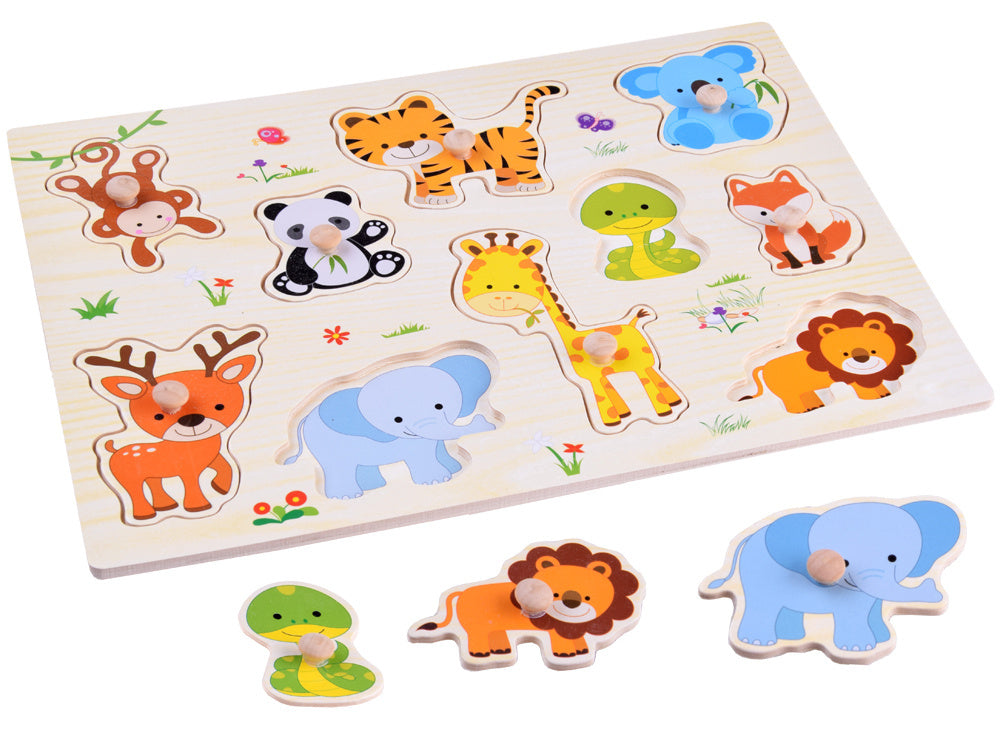 Medinė dėlionė 10 el, gyvūnai