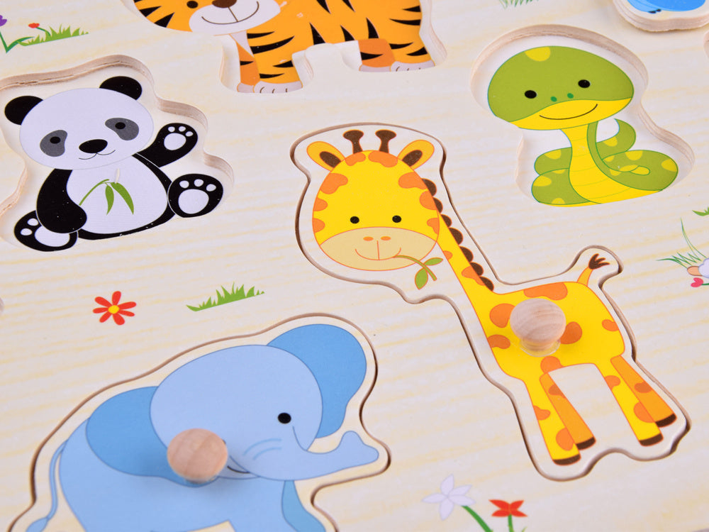 Medinė dėlionė 10 el, gyvūnai