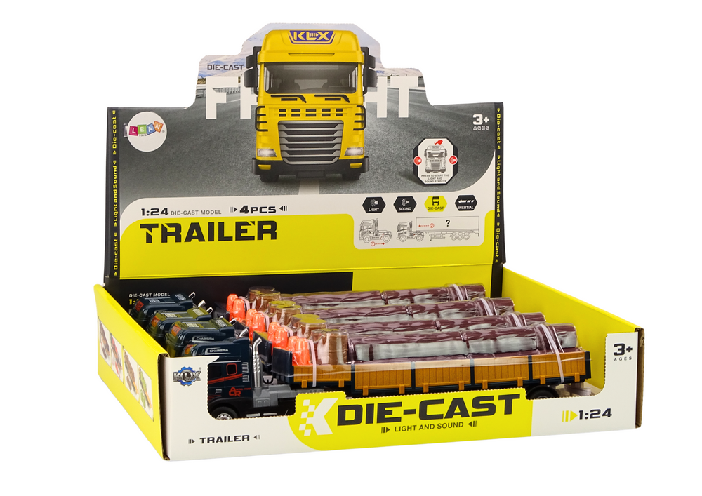 Žaislinis miškovežis su priekaba ir priedais 1:24, mėlynas