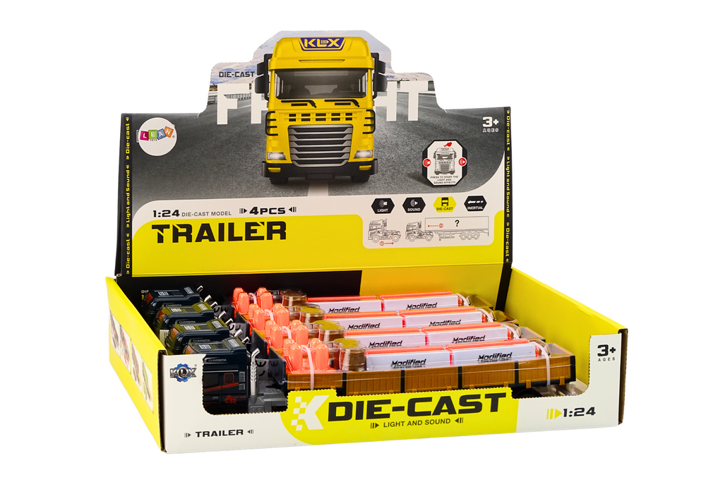 Žaislinis sunkvežimis su priekaba ir priedais 1:24, mėlynas