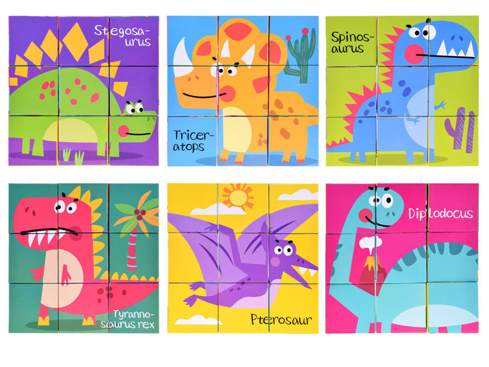 Didelė kaladėlių dėlionė, dinozaurai 6 paveikslėliai