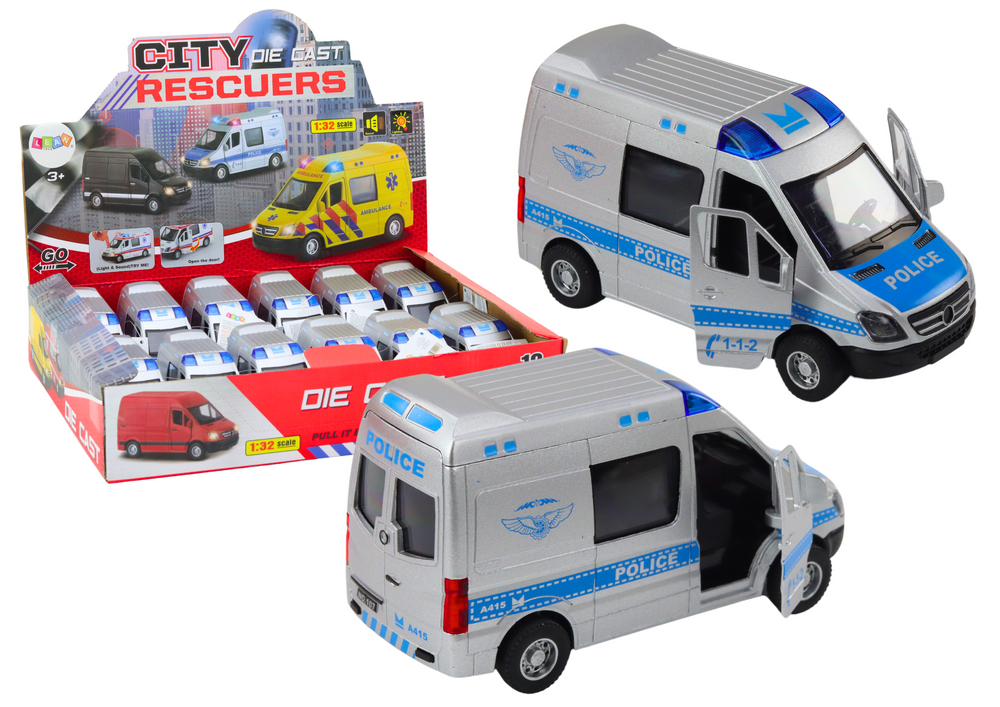 Žaislinis policijos automobilis 1:32, baltas