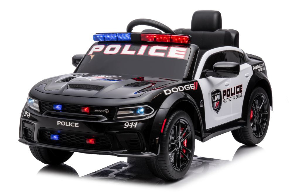 Vienvietis policijos elektromobilis vaikams Dodge Charger, juodas