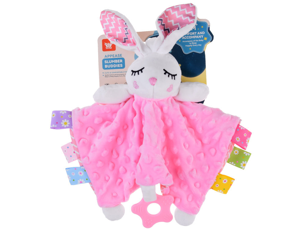 Pliušinis žaislas su kramtuku ir pakabuku, zuikis