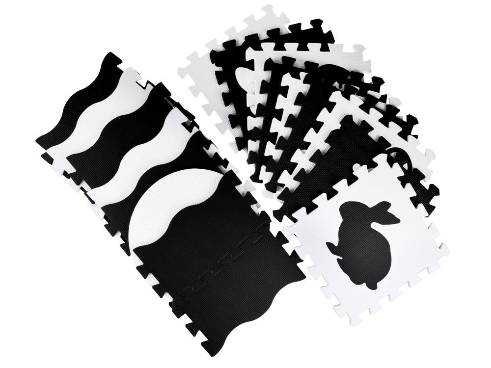 Putplasčio kilimėlis dėlionė gyvūnai, juodai balta