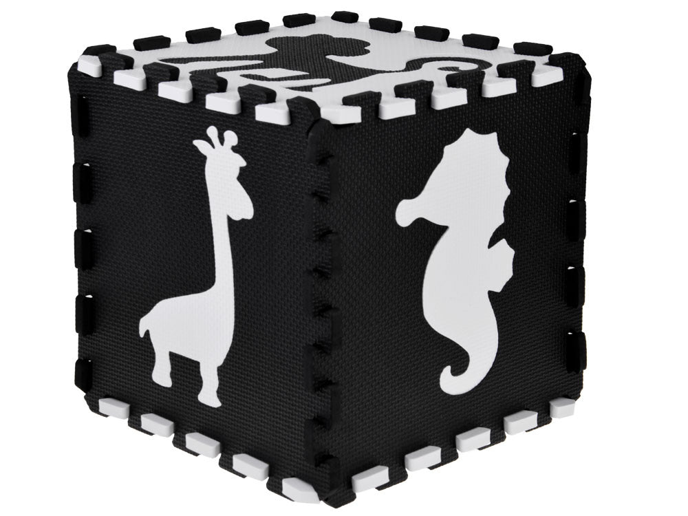 Putplasčio kilimėlis dėlionė gyvūnai, juodai balta