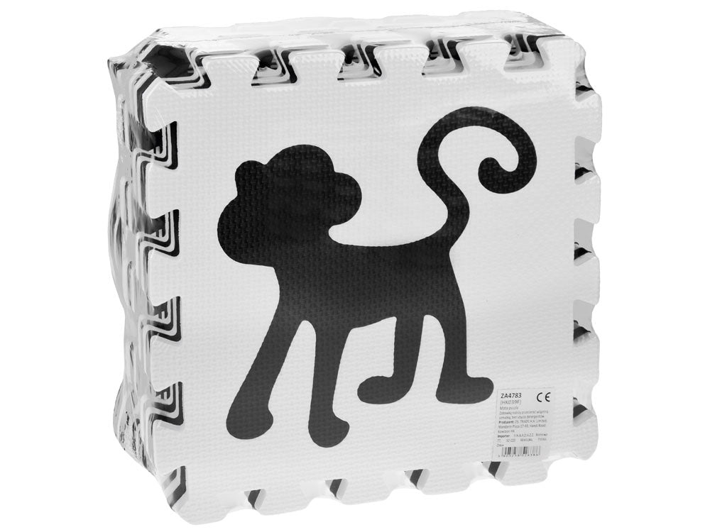 Putplasčio kilimėlis dėlionė gyvūnai, juodai balta