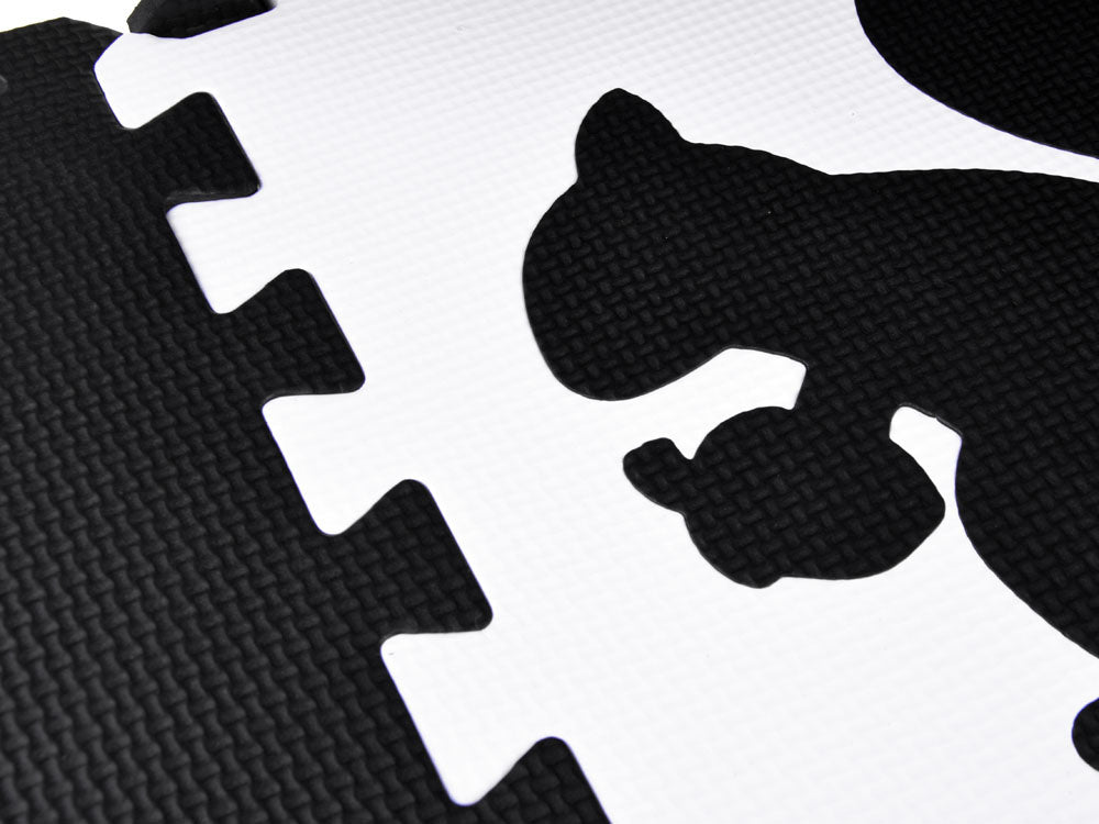 Putplasčio kilimėlis dėlionė gyvūnai, juodai balta