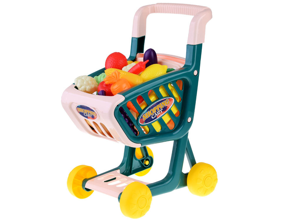 Vaikiškas pirkinių krepšelis su priedais 32 el., žalias