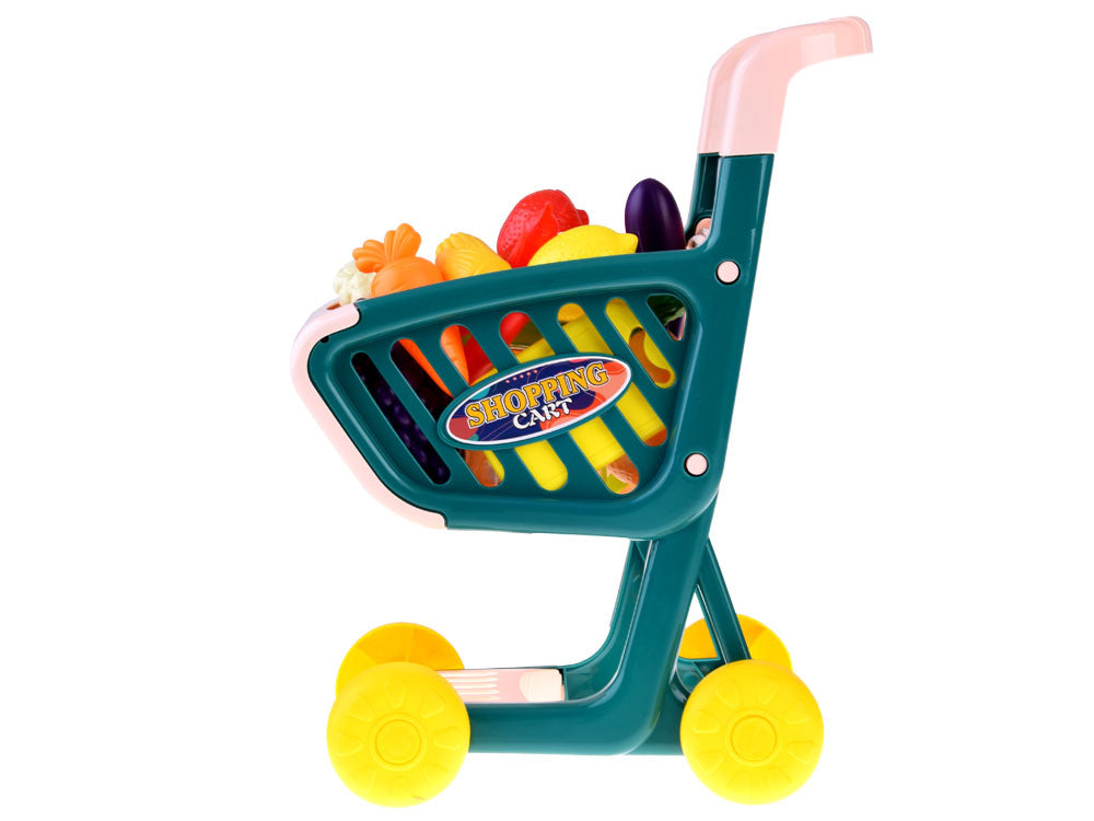 Vaikiškas pirkinių krepšelis su priedais 32 el., žalias