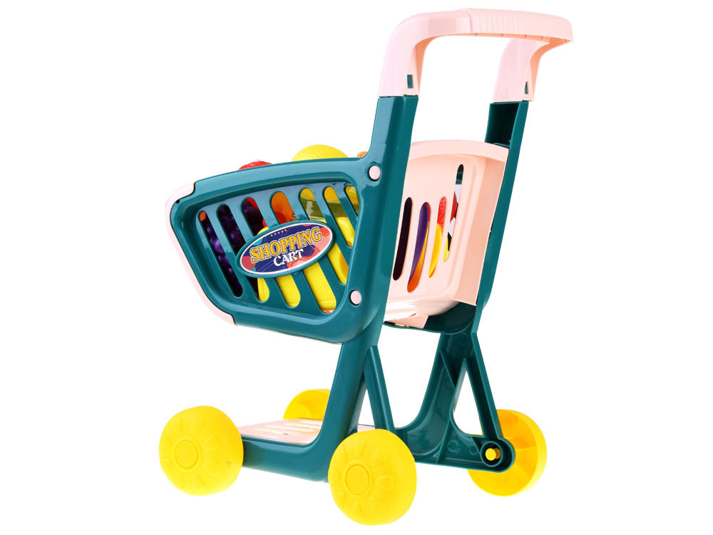 Vaikiškas pirkinių krepšelis su priedais 32 el., žalias