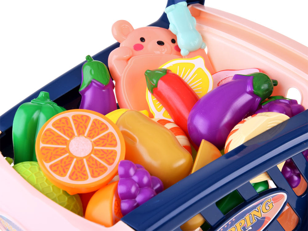 Vaikiškas pirkinių krepšelis su priedais 32 el., juodas