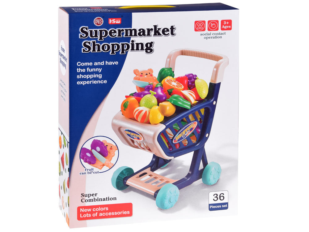 Vaikiškas pirkinių krepšelis su priedais 32 el., juodas