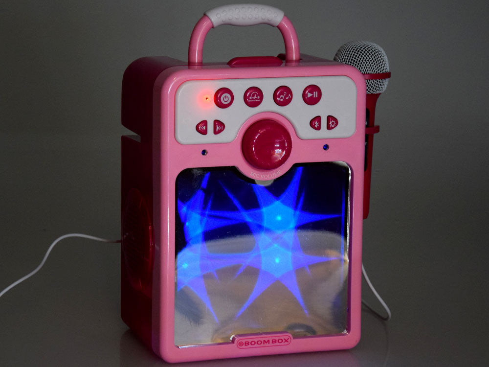 Muzikinis garsiakalbis vaikams su mikrofonu, rožinis