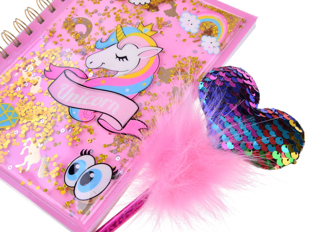 Magiškas dienoraštis su lipdukais ir rašikliu, vienaragis