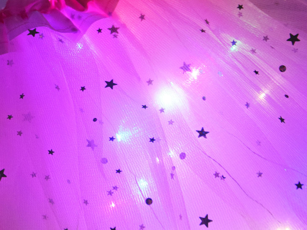 Fėjos kostiumas su šviečiančiais sparnais ir sijonu, rožinis