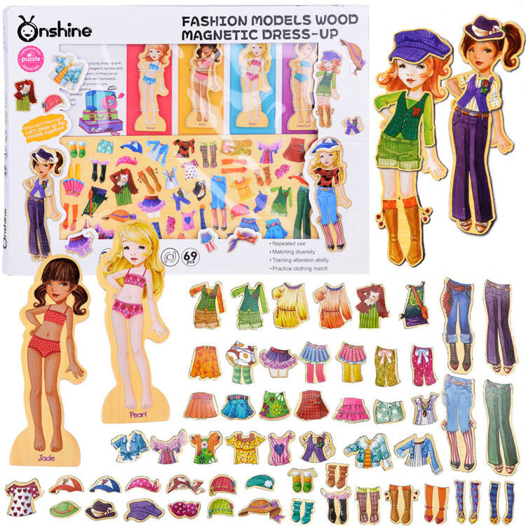 Magnetinė medinė dėlionė, 4 modeliai