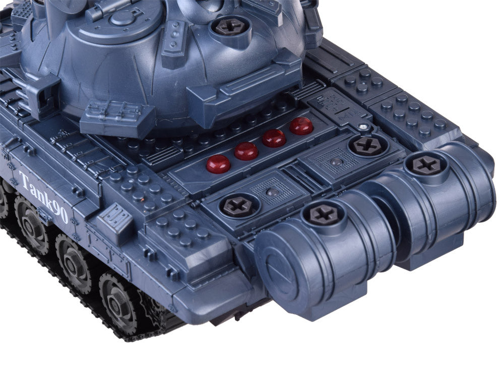 Surenkamas tankas su šviesos ir garso efektais, pilkas