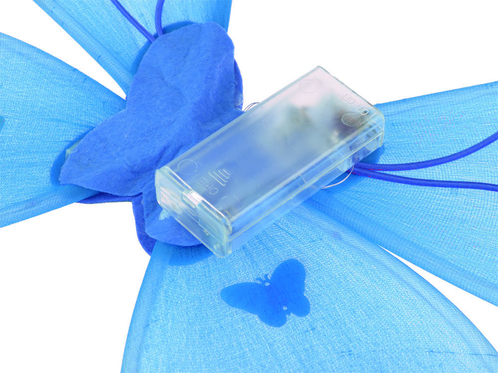 Fėjos kostiumas su šviečiančiais sparnais ir sijonu, mėlynas