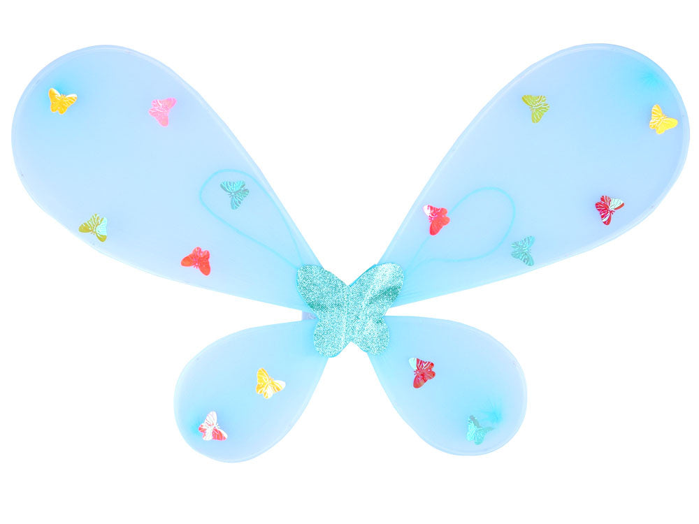 Fėjos kostiumas su šviečiančiais sparnais ir sijonu, mėlynas