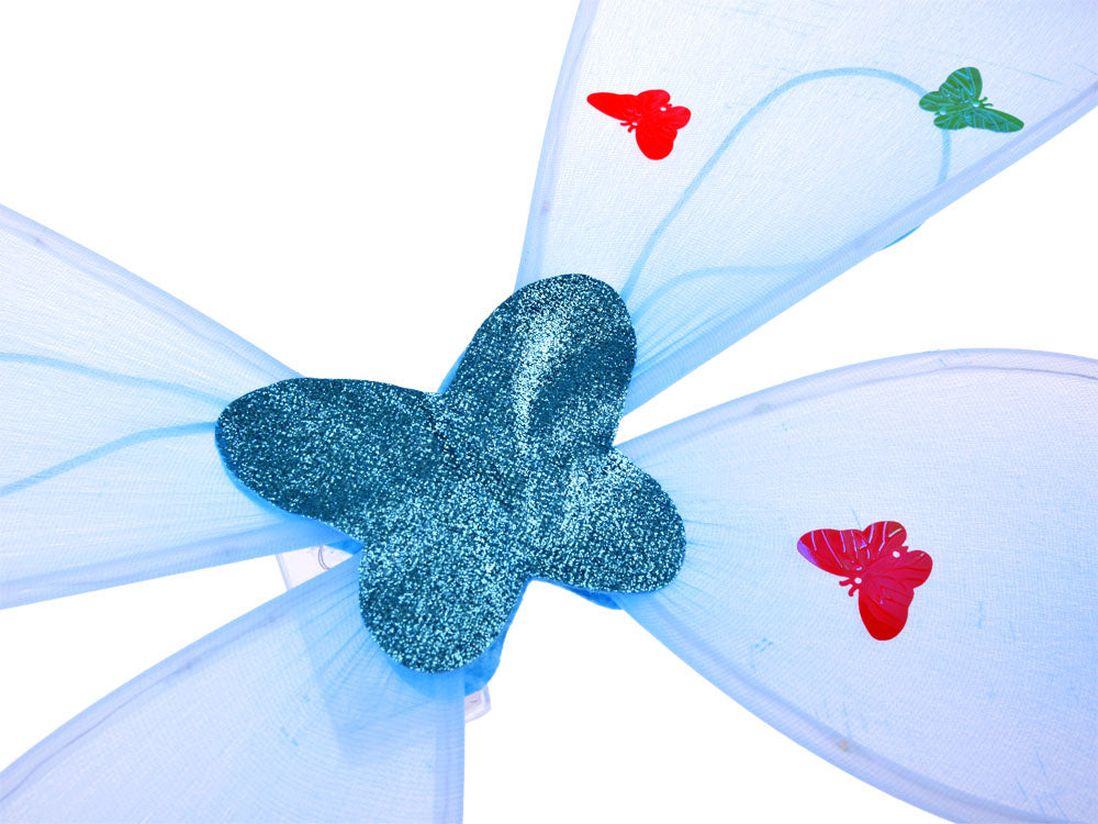 Fėjos kostiumas su šviečiančiais sparnais ir sijonu, mėlynas