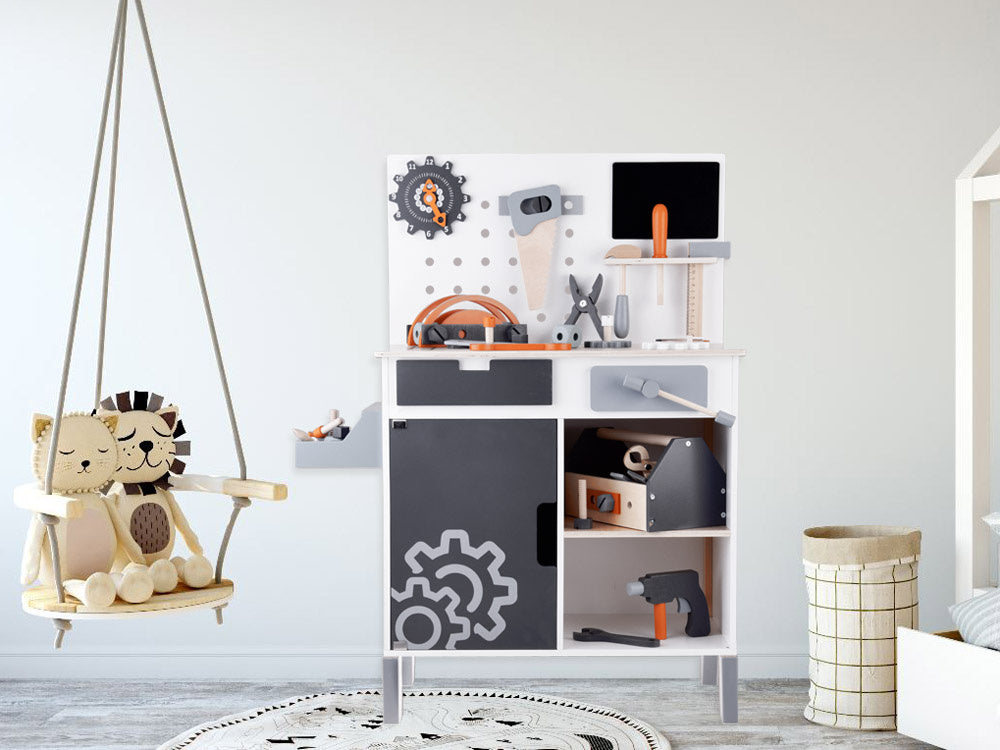 Didelės medinės meistro dirbtuvės su įrankiais-nejungti