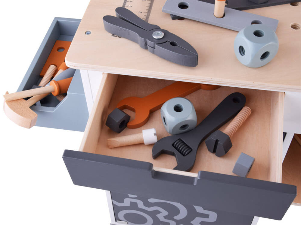 Didelės medinės meistro dirbtuvės su įrankiais-nejungti