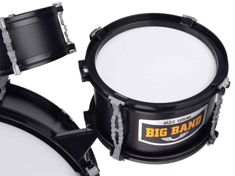 Vaikiškas būgnų rinkinys su kėde, juodas