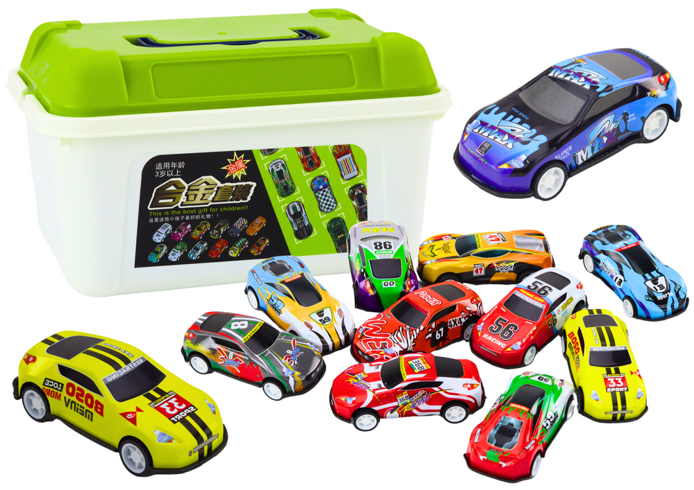 Žaislinių automobilių rinkinys praktiškame dėkle 50 vnt.